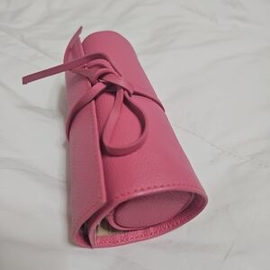 Rowallan Leather Jewelry Travel Organizer Roll Ring Earring Holder Zip Pouch Pin